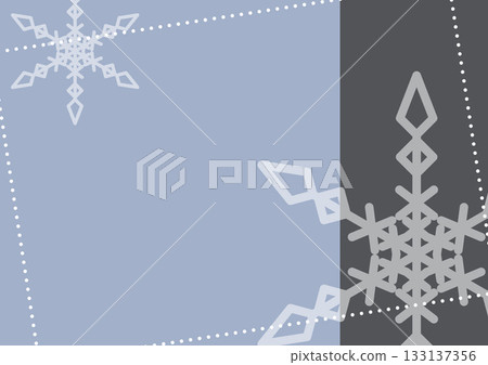 Modern and simple Christmas winter greeting card design with snowflakes and dotted lines. 133137356