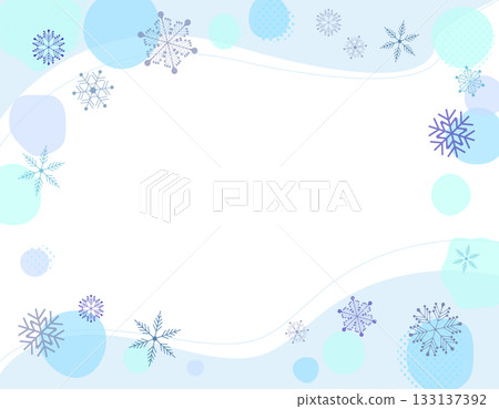 雪花波浪圖案相框 - 藍色 133137392