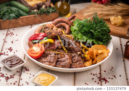Assorted mixed grilled meat platter Assorted mixed grilled meat platter 133137479