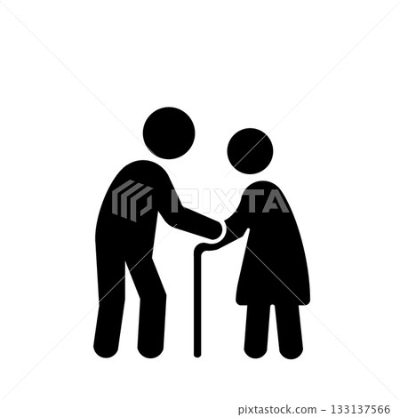 A simple black icon representing care and support 133137566