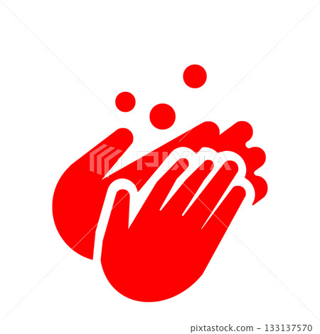 Hand washing icon (red) representing infection prevention and hygiene management 133137570