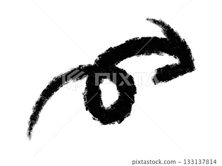 A thick arrow mark drawn with a brush for the material 133137814