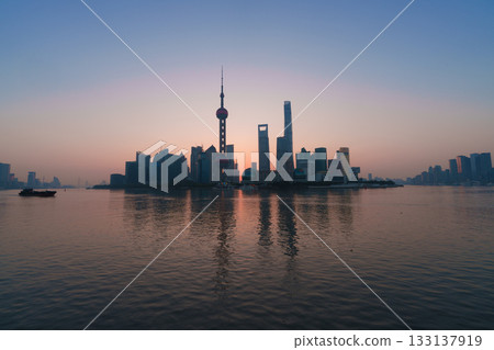 Shanghai Lujiazui sunrise skyline panoramic view Shanghai Lujiazui sunrise skyline panoramic view 133137919