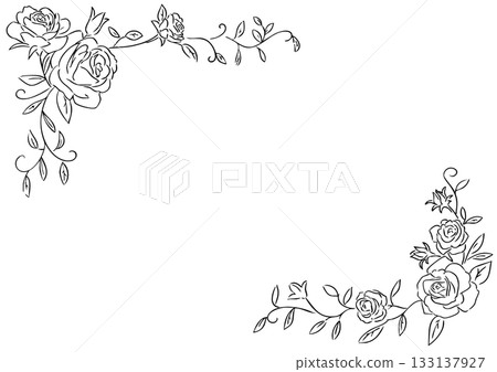 Stylish rose frame, hand-drawn 133137927