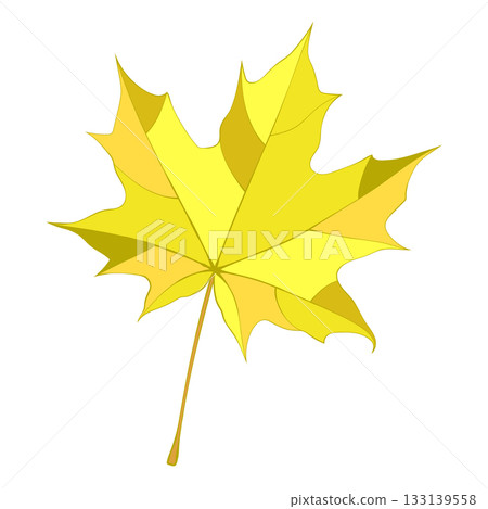 Gold autumn maple single leaf isolated on white background. Flat style vector illustration.  133139558