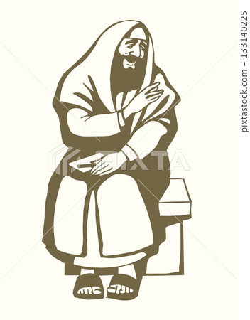 Vector drawing. Old jewish man 133140225