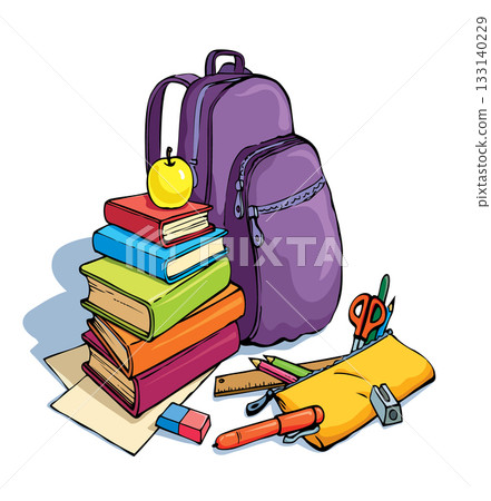 Vector school still life. A stack of books 133140229