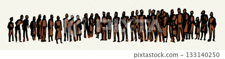 Vector drawing. Big people crowd 133140250