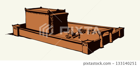 Vector drawing. Old Jewish Temple 133140251
