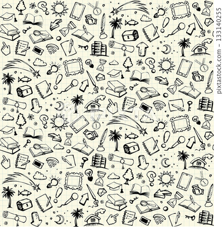 Vector background. Pattern of various icons Vector background. Pattern of various icons 133140255