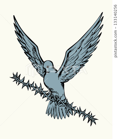 Vector drawing. Big thorn branch Vector drawing. Big thorn branch 133140256