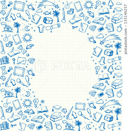 Vector background. Pattern of various icons Vector background. Pattern of various icons 133140257