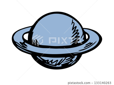 Vector drawing. Big planet in the sky 133140263