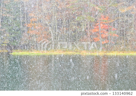 米沙卡池塘上的秋葉和積雪 米沙卡池塘上的秋葉和積雪 133140962