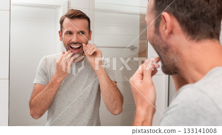 White teeth, beautiful smile, morning hygiene 133141008