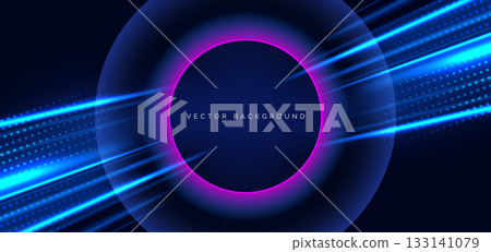 Circles light effect blue and pink on dark background. Technology glowing effect. Circles light effect blue and pink on dark background. Technology glowing effect. 133141079