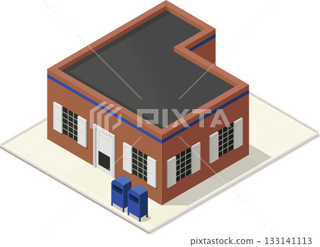 Small isometric urban post office building 133141113