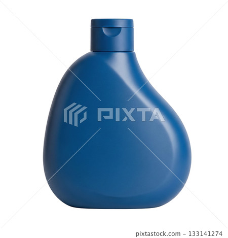 Blue plastic bottle mockup with a flip top cap for shampoo shower gel or cosmetic product 133141274