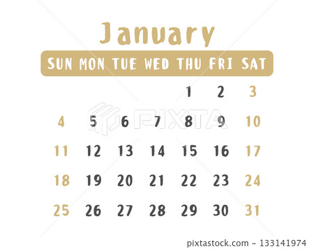 2026年1月日曆插圖 133141974
