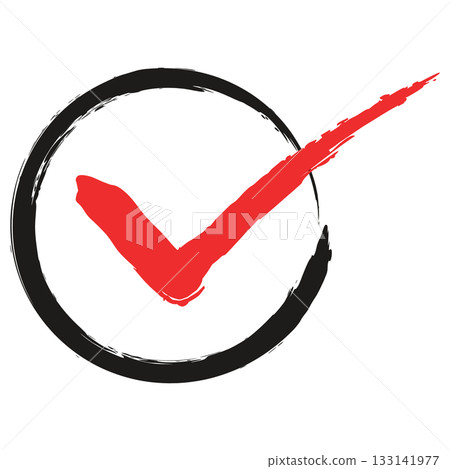Line drawing check mark material drawn with a brush pen. A simple check mark icon drawn with a brush that can also be used for UI. Line drawing check mark material drawn with a brush pen. A simple check mark icon drawn with a brush that can also be used for UI. 133141977