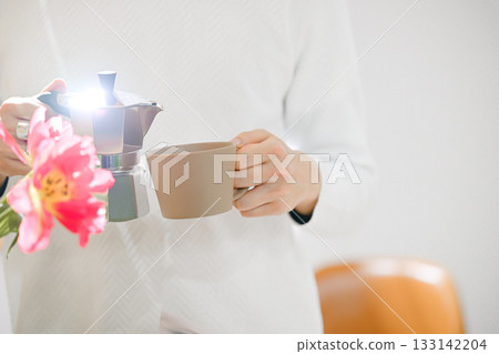 Moka pot and cups Moka pot and cups 133142204