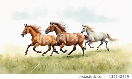 Horses running on the meadow Horses running on the meadow 133142829