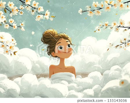 Miyu Series: Miyu in the open-air bath in spring 133143036