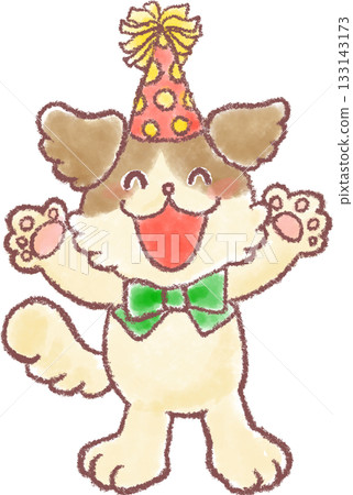 可愛動物派對_狗狗們穿著派對服裝 可愛動物派對_狗狗們穿著派對服裝 133143173