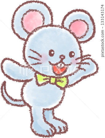 Cute animal party_Rat wearing a bow tie and raising one hand 133143174