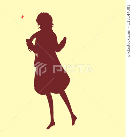 女人外出，興奮，冬天，剪影 133144393