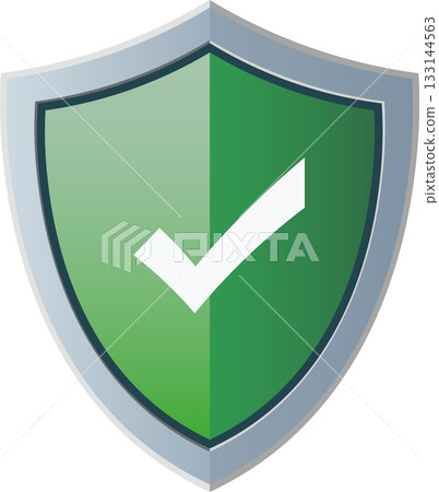 Green Security Shield with Check Mark, Protection and Safety Icon Green Security Shield with Check Mark, Protection and Safety Icon 133144563