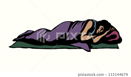 Vector drawing. Ancient sleeping man 133144679