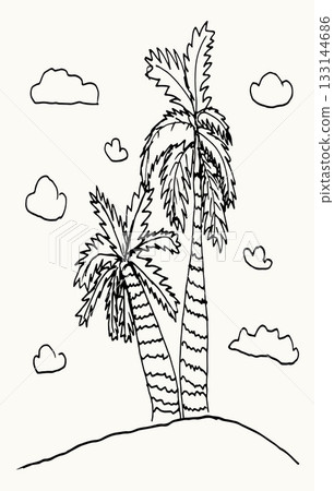 Two palm trees. Vector drawing Two palm trees. Vector drawing 133144686