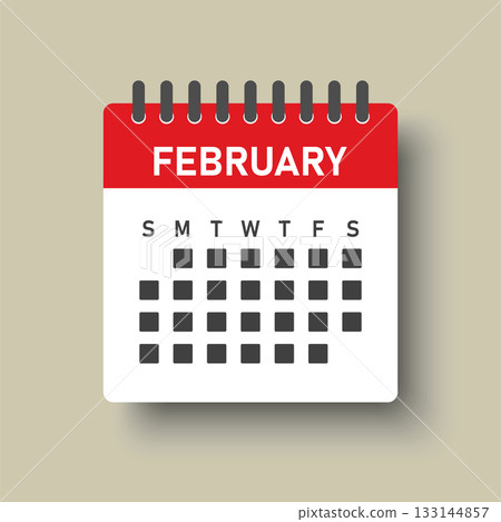 Vector template icon page calendar, month February Vector template icon page calendar, month February 133144857