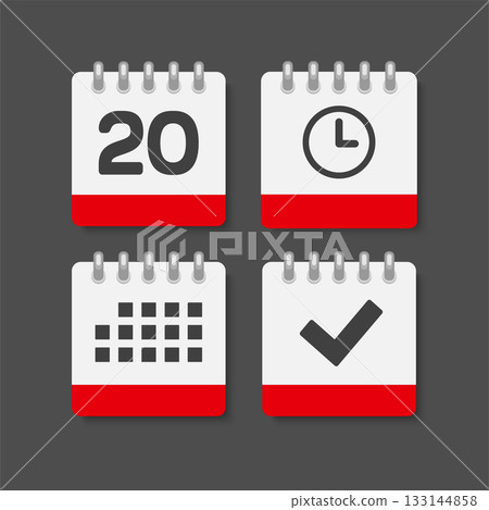 Icon page calendar - 20 day, agenda, check, timer Icon page calendar - 20 day, agenda, check, timer 133144858