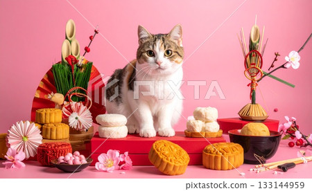 女兒節物品與貓咪的合作 133144959