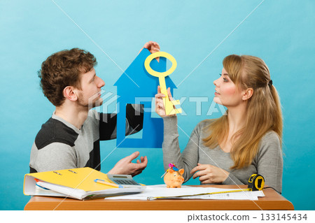 Couple project their first house. Couple project their first house. 133145434