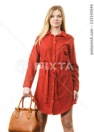 Fashion woman with leather handbag Fashion woman with leather handbag 133145644