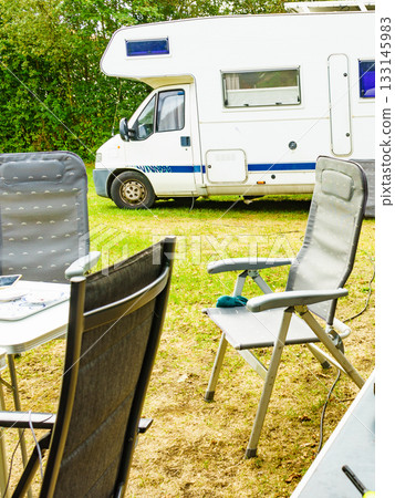 Caravan on camping area Caravan on camping area 133145983