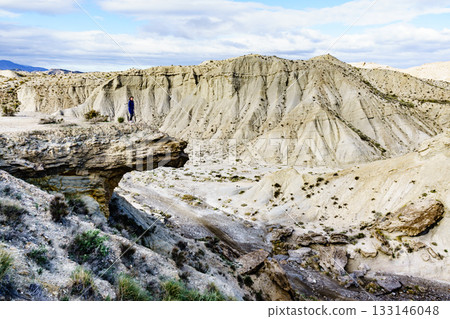 Tourist on Tabernas desert, Spain 133146048