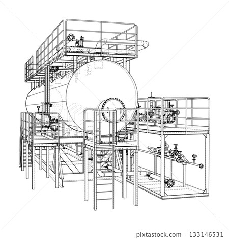 Industrial Tank Structure Blueprint. Vector Industrial Tank Structure Blueprint. Vector 133146531