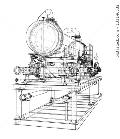 Industrial Equipment Blueprint. Vector 133146532
