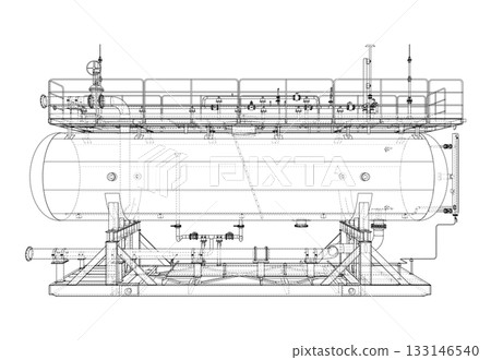 Industrial Tank Blueprint. Vector 133146540