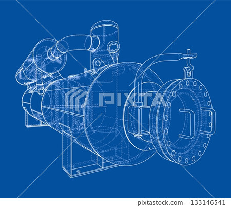 Industrial Machine Blueprint. Vector 133146541