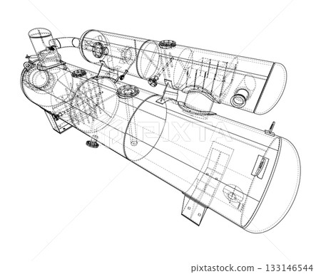 Technical Blueprint of a Telescope. Vector 133146544