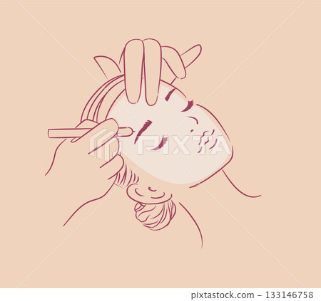 Eyebrow beauty procedure peach Eyebrow beauty procedure peach 133146758