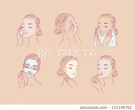 Female face care collection peach 133146762