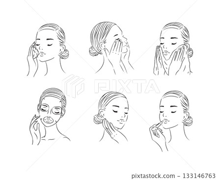 Female face care collection white 133146763