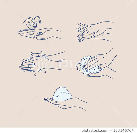 Female hand washing and treatment beige 133146764