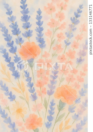 watercolor painting of wild flowers, seamless 133146771